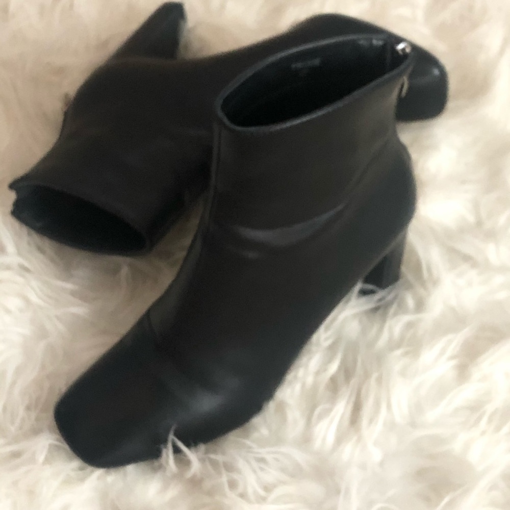 Black leather booties Size 7